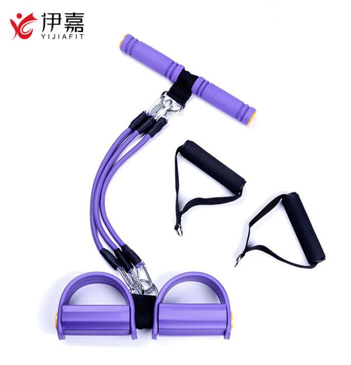 脚蹬拉力器 三根可拆卸扩胸拉力绳 多功能仰卧起坐健腹健身器材图2