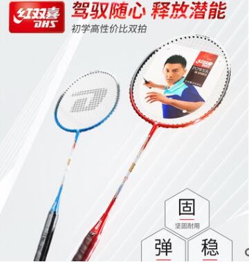 红双喜DHS300铁合金一体羽毛球拍 家庭娱乐业余初级套装图2