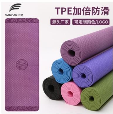 初学者瑜伽垫体位线-T52加厚加宽防滑女练功舞蹈健身运动地垫家用图2