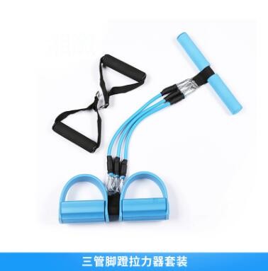 三管脚蹬拉力器套装男女仰卧起坐脚踏拉力绳瑜伽瘦腿拉力绳图2