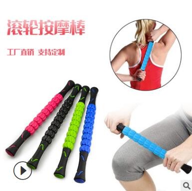 瑜珈按摩棒普拉提健身棒运动器材全身经络放松滚轮肌肉舒缓筋膜棒图3