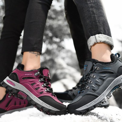 跨境大码秋冬季男式棉鞋男鞋加绒户外登山攀岩男女新款保暖户外鞋