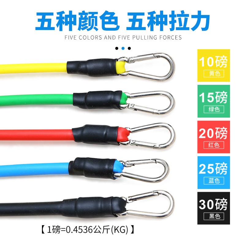 便携式家用11件套拉力绳套装训练组合弹力绳健身男士门上阻力带图2