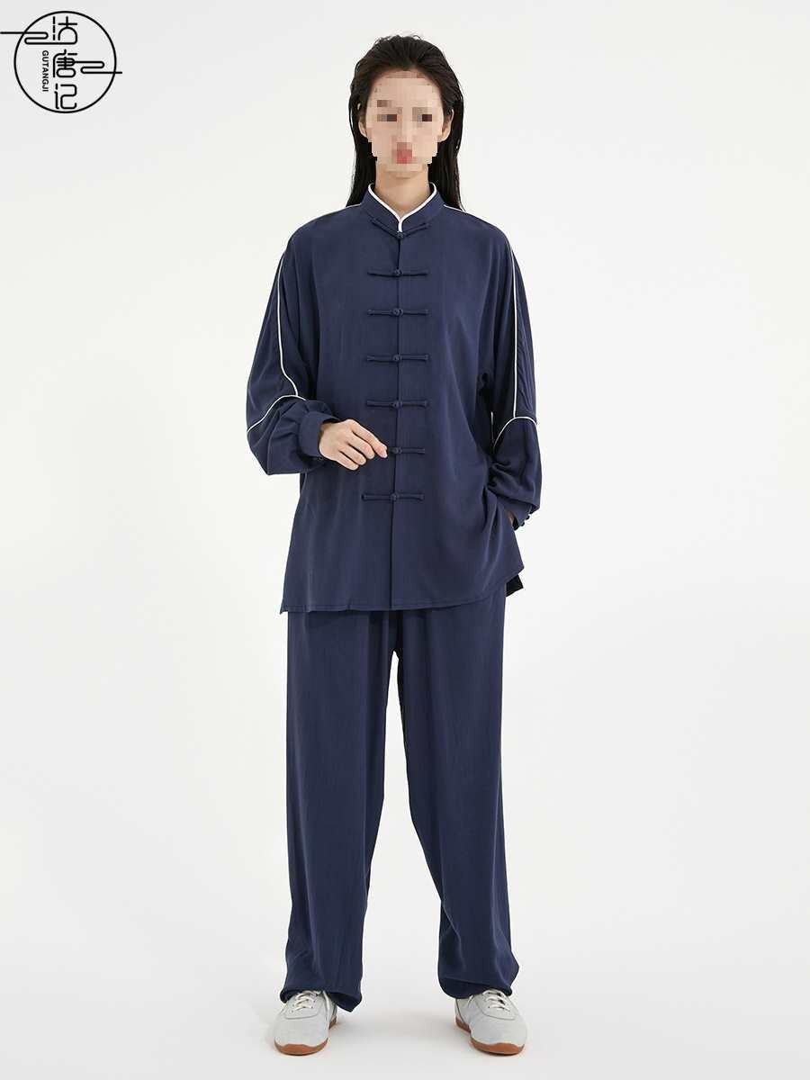 沽唐记轻薄棉麻太极服拳女 夏季武术服男春秋八段锦练功服中国风图3